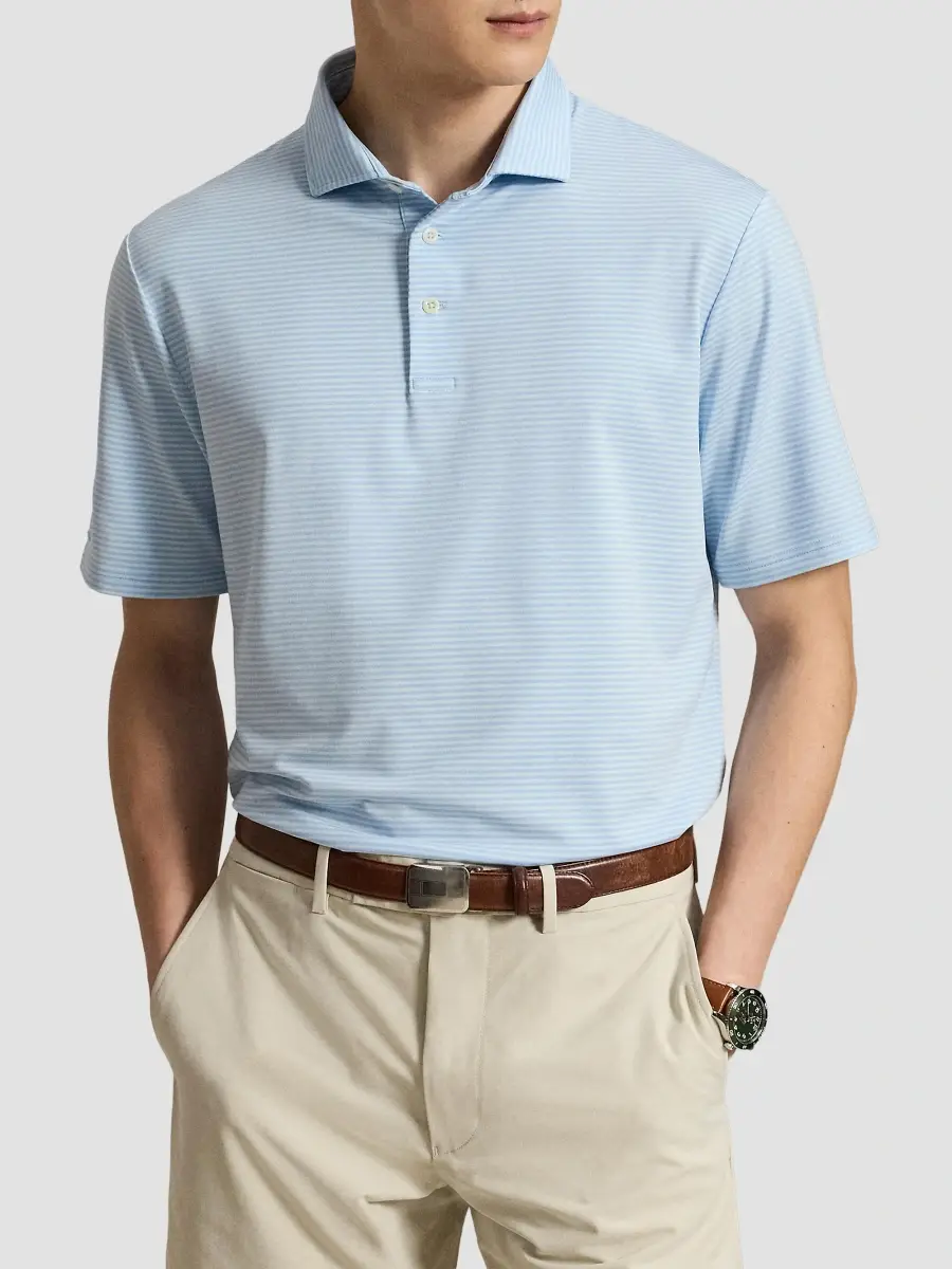 Polo Ralph Lauren Men's Striped Airflow Polo Shirt | Thumbnail 4 Polo Ralph Lauren Men's Striped Airflow Polo Shirt | Thumbnail 4