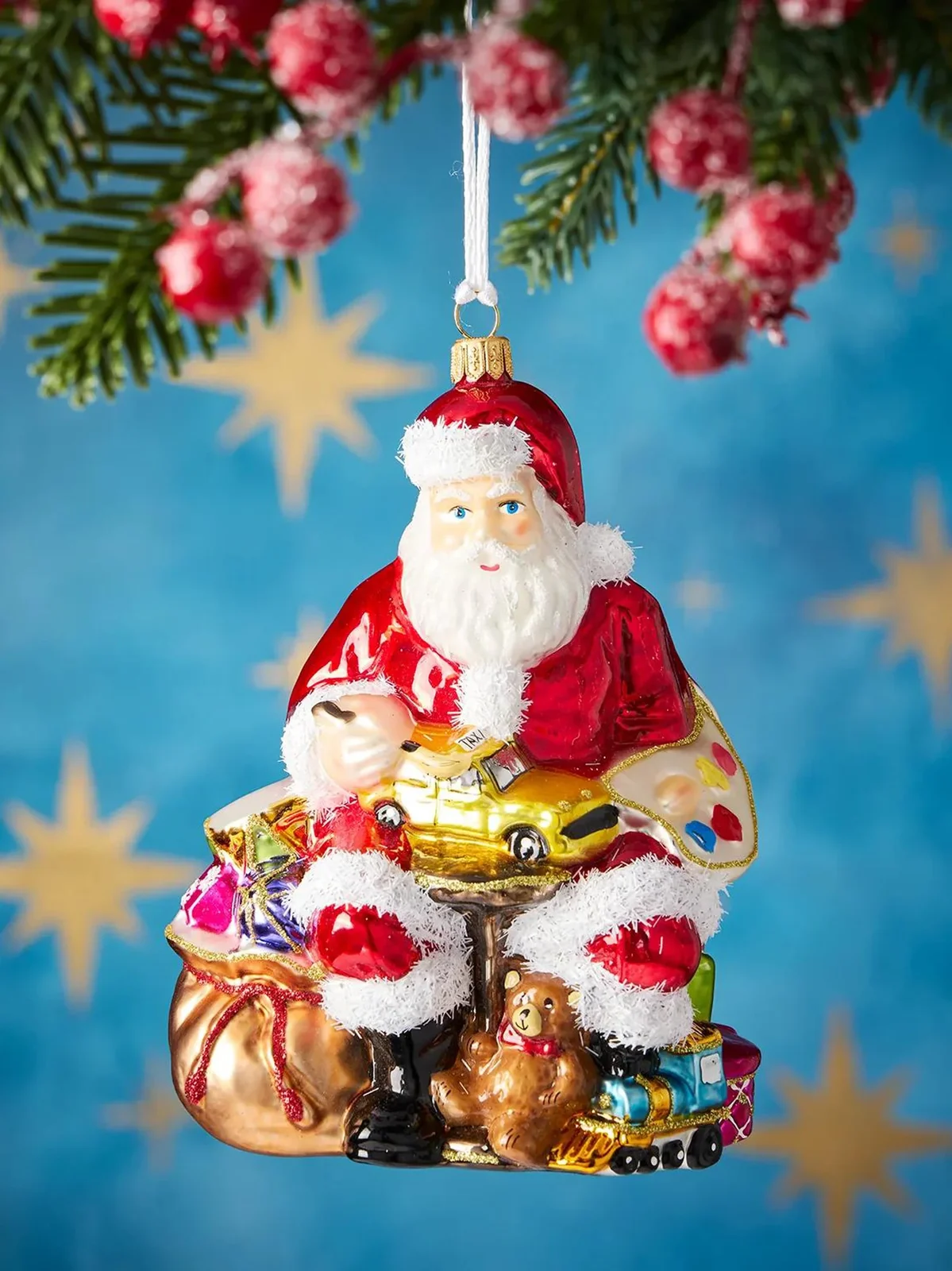 Exclusively Ours Toymaker Santa Glass Ornament