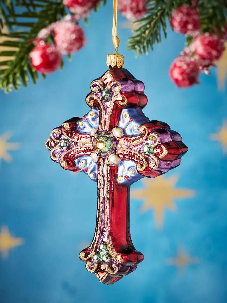 Exclusively Ours Cross Glass Ornament | Thumbnail 2