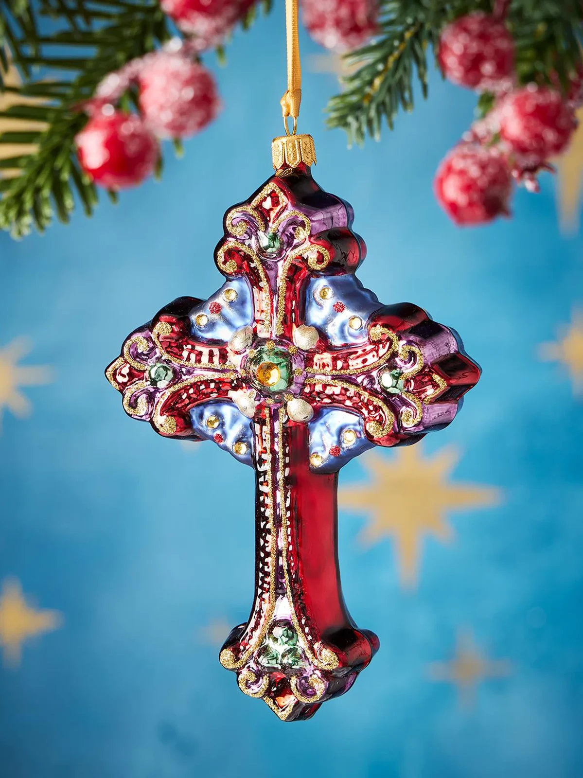 Exclusively Ours Cross Glass Ornament