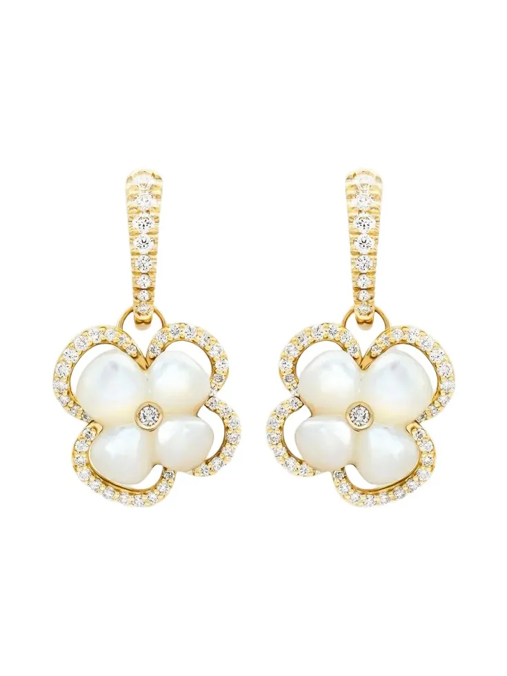 Miseno Women's Ischia 18K Yellow Gold, Mother-Of-Pearl & 0.94 TCW Diamond Flower Drop Earrings