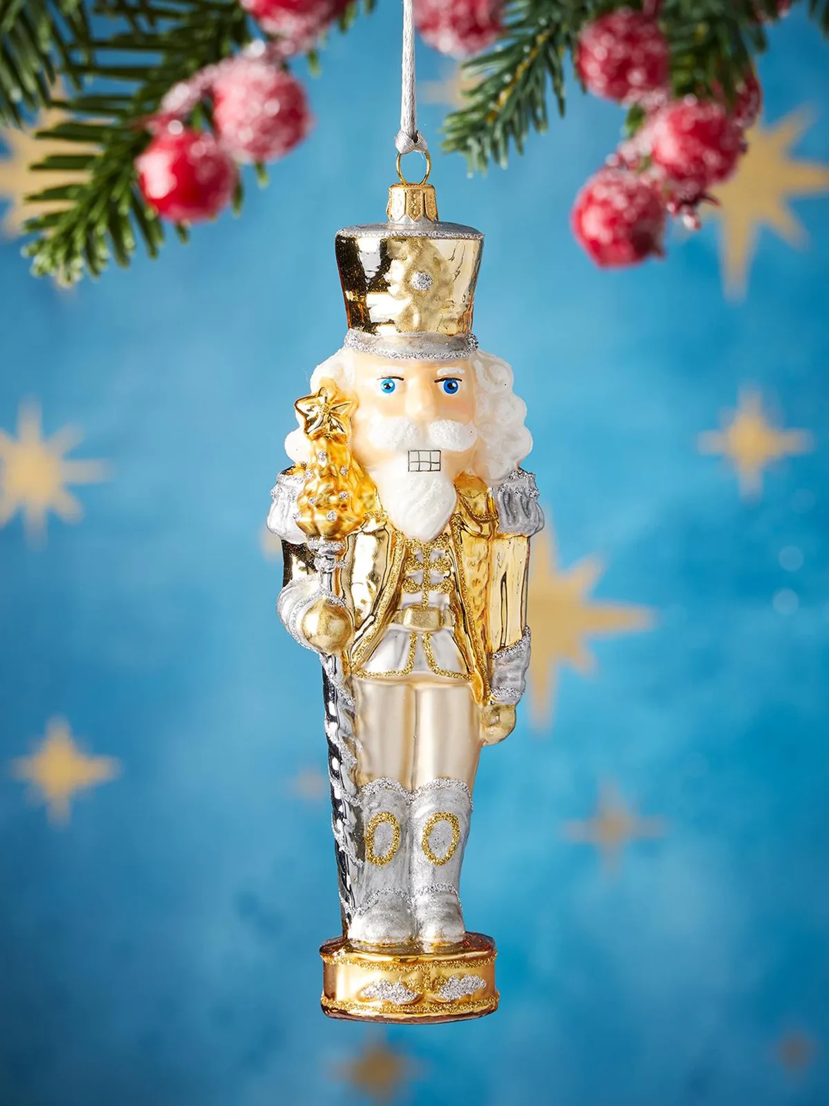 Exclusively Ours Whimsical Nutcracter Glass Ornament