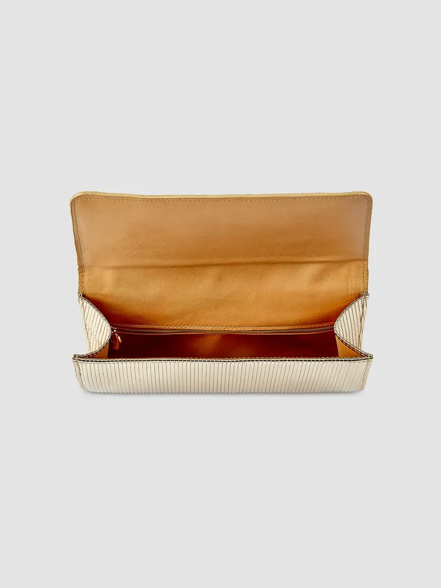 GiGi New York Women's Bianca Stripe-Embossed Leather Clutch | Thumbnail 3