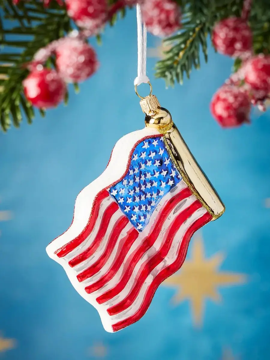 Exclusively Ours US Flag Glass Ornament | Thumbnail 2