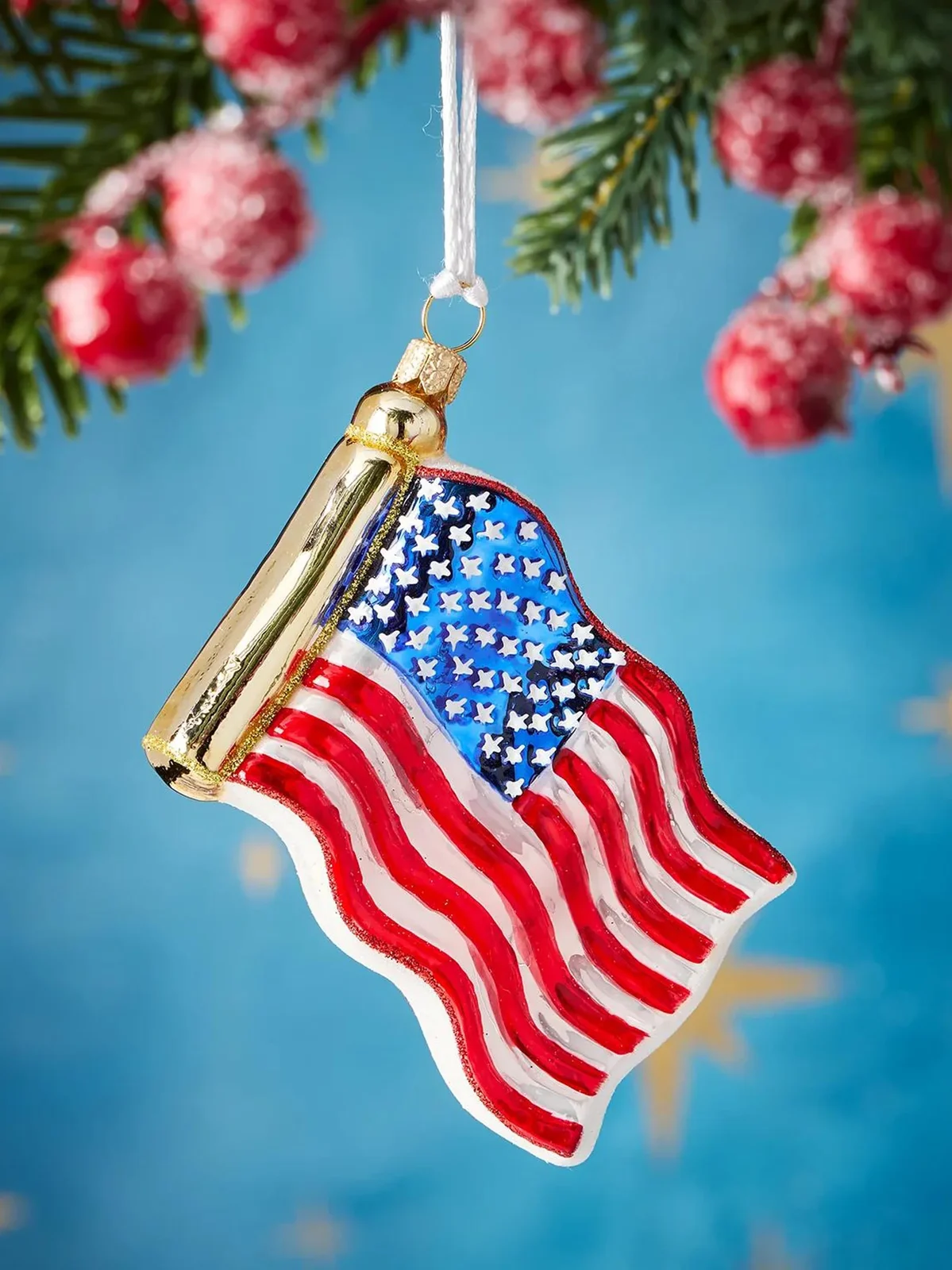 Exclusively Ours US Flag Glass Ornament