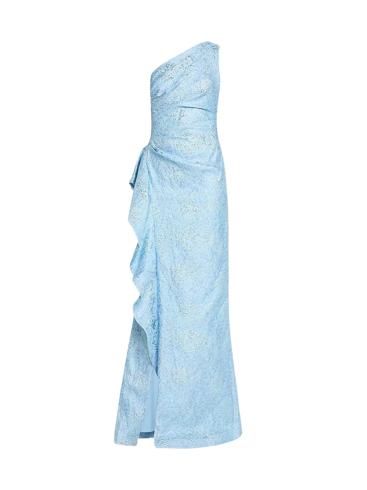 Teri Jon by Rickie Freeman Women's Metallic Jacquard One-Shoulder Gown