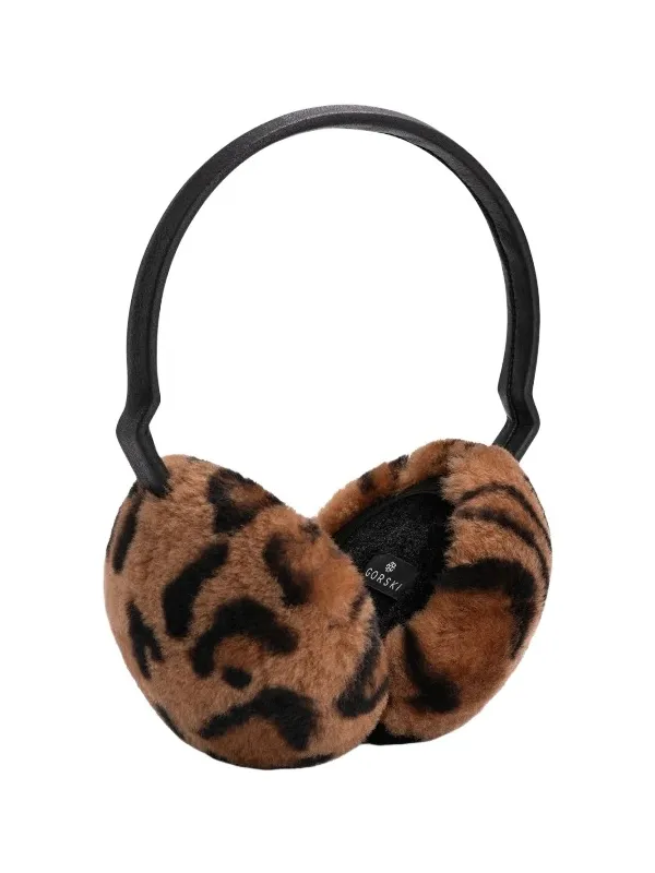 Women's Select Shearling Lamb Earmuffs with Leather Frame - Multicolored Women's Select Shearling Lamb Earmuffs with Leather Frame - Multicolored
