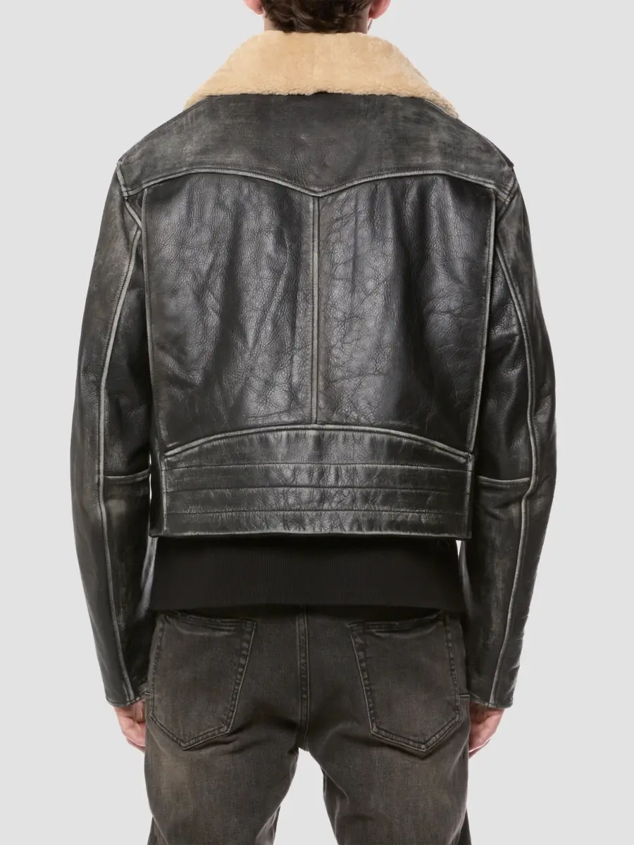 Purple Brand Men's Faux-Shearling Collar Leather Moto Jacket | Thumbnail 2