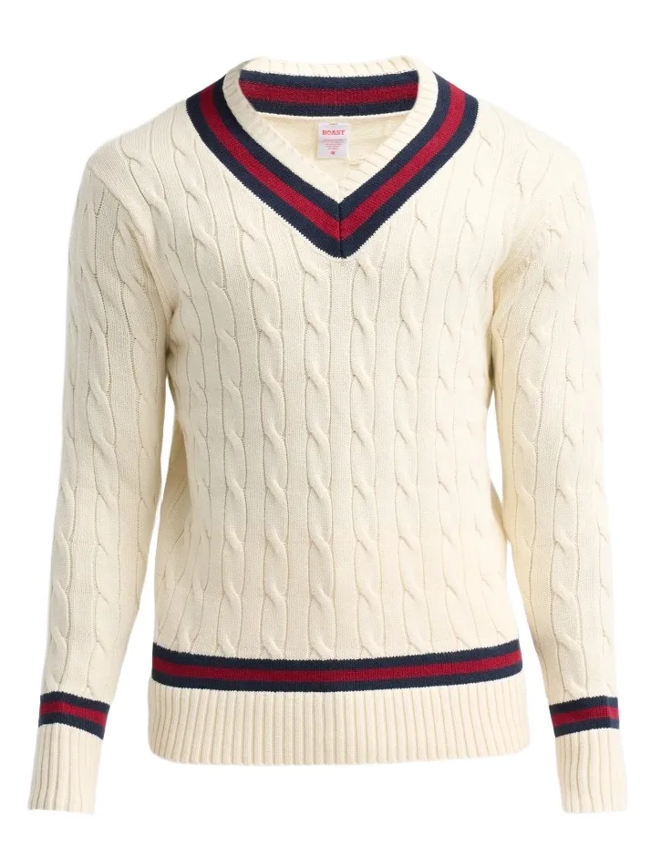 Men Cotton-Blend Cable-Knit Sweater Men Cotton-Blend Cable-Knit Sweater