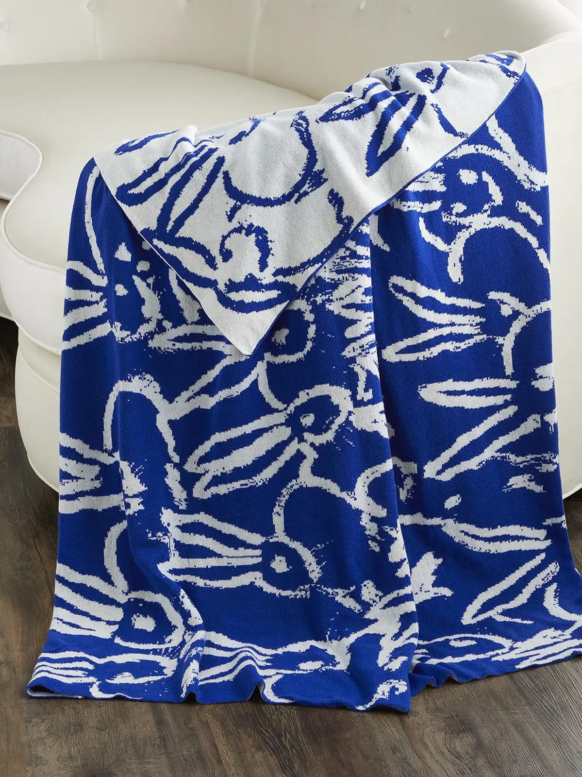 Hunt Slonem Rabbit Run Cashmere Throw