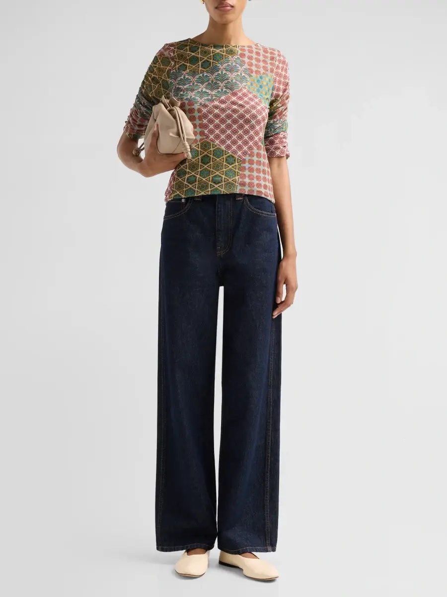 Johnny Was Women's Jiro Mesh Ruched Sleeve T-Shirt | Thumbnail 2