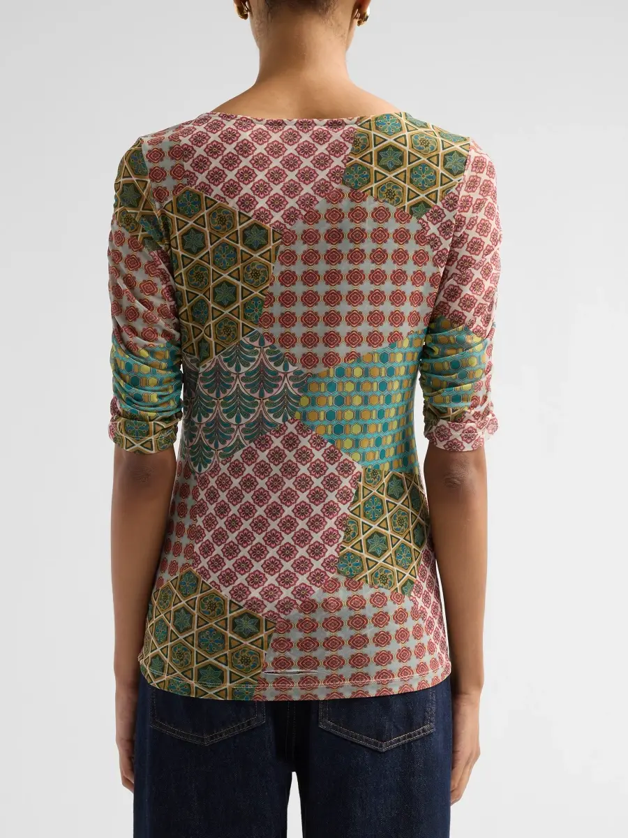Johnny Was Women's Jiro Mesh Ruched Sleeve T-Shirt | Thumbnail 3