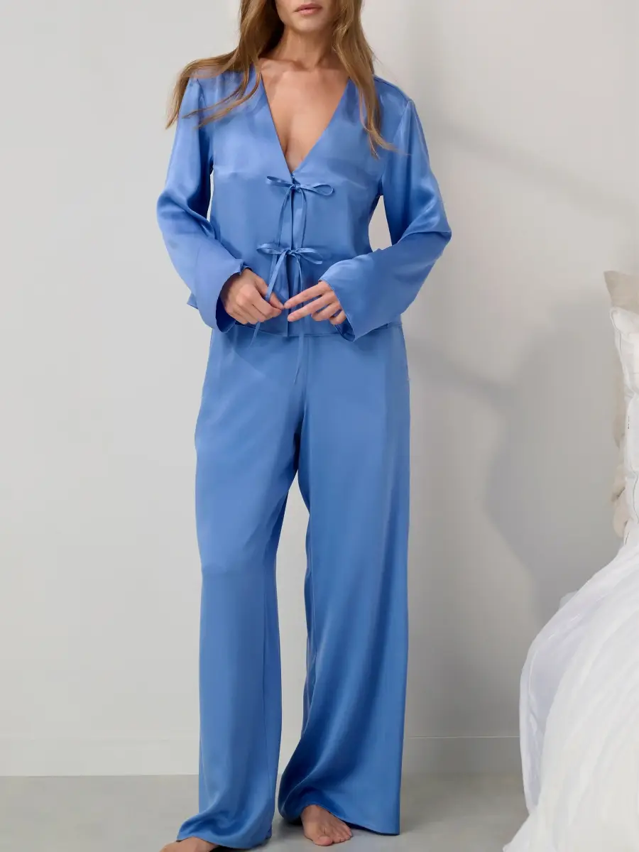 Lunya Women's Washable Silk Tie Front Pant Set | Thumbnail 5 Lunya Women's Washable Silk Tie Front Pant Set | Thumbnail 5