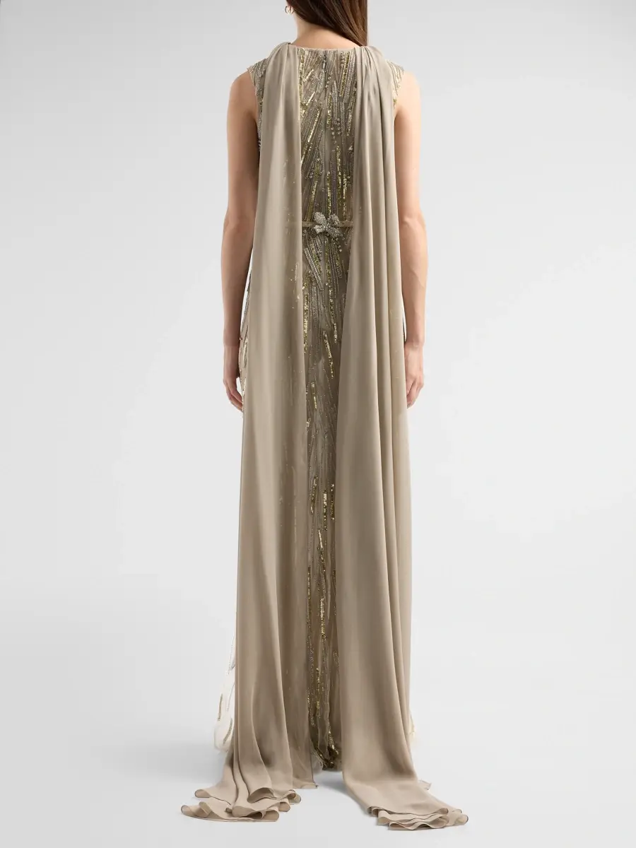Reem Acra Women's After Midnight Embellished Sheer Cape Gown | Thumbnail 3