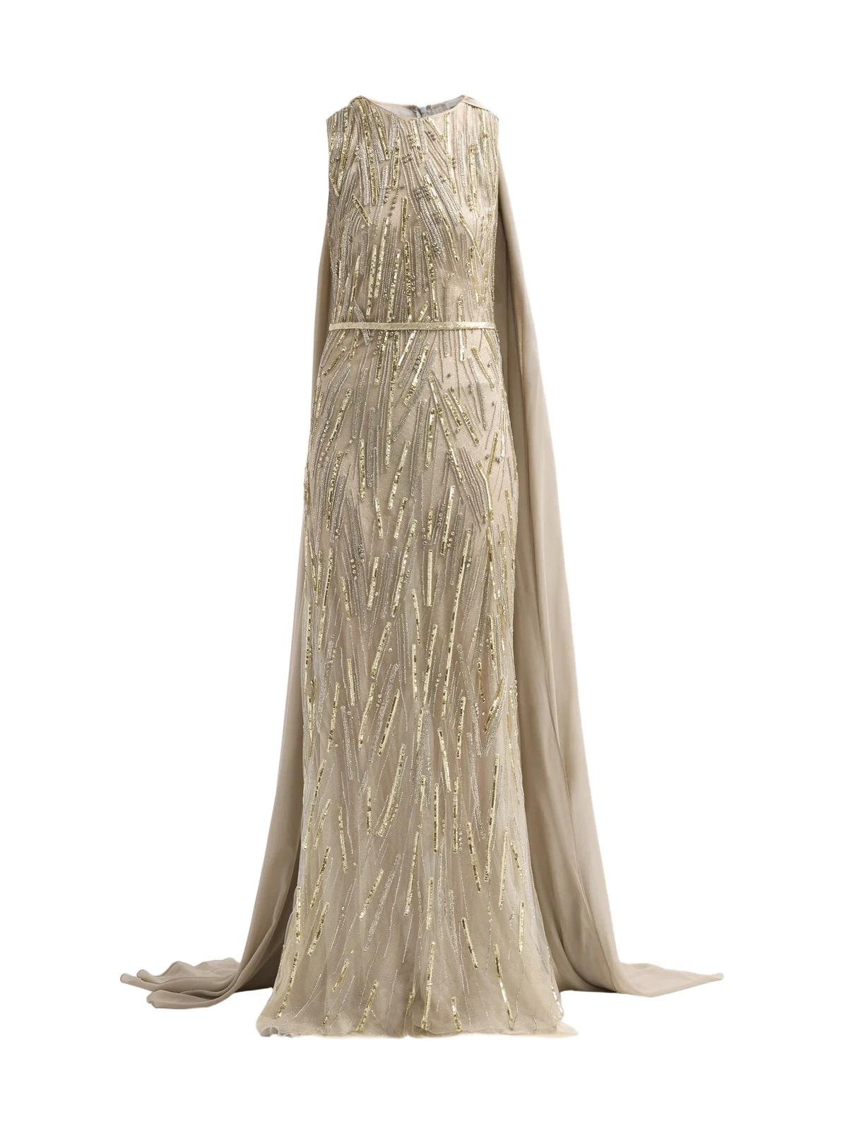 Reem Acra Women's After Midnight Embellished Sheer Cape Gown