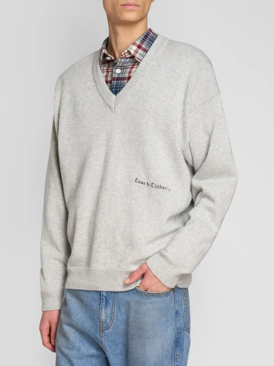 Willy Chavarria Men's Wool V-Neck Sweater | Thumbnail 4 Willy Chavarria Men's Wool V-Neck Sweater | Thumbnail 4