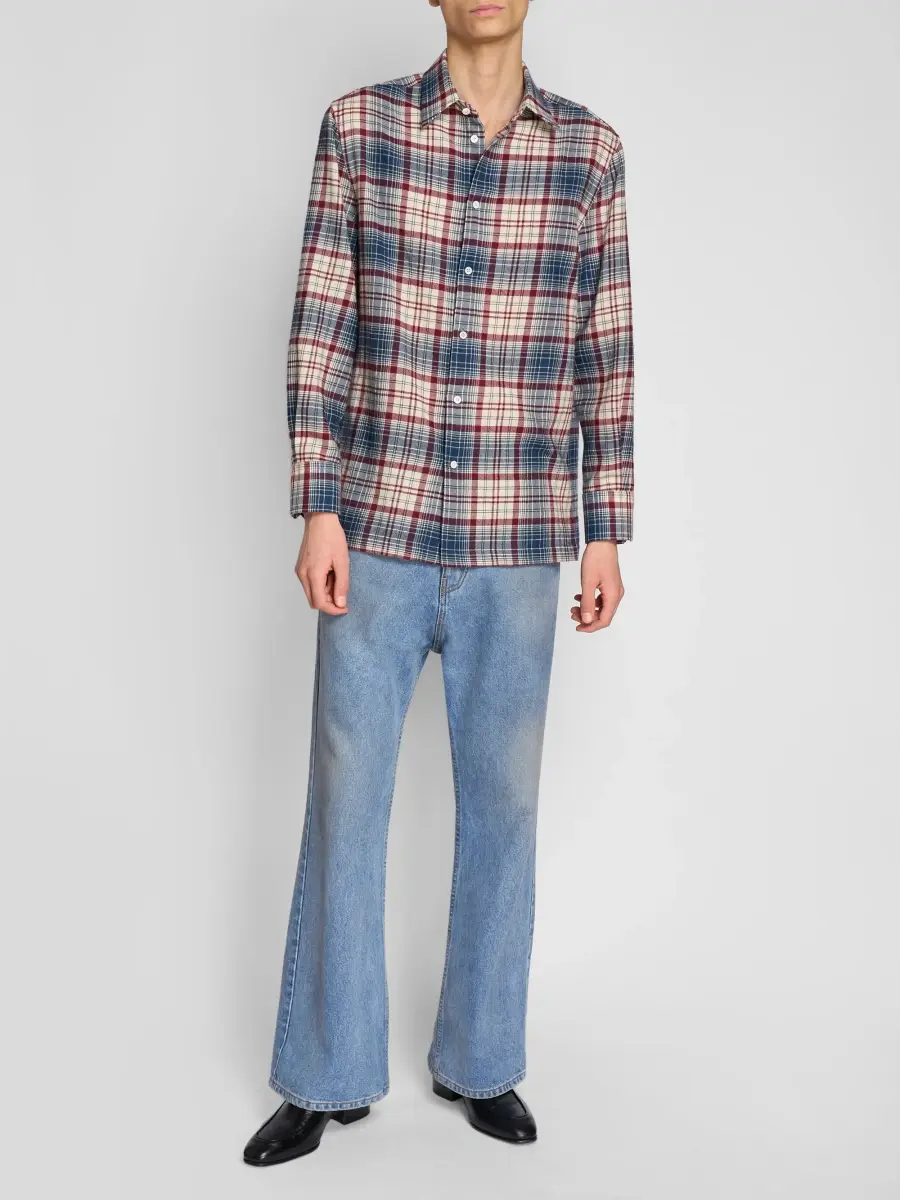 Willy Chavarria Men's Plaid Wool Flannel Shirt | Thumbnail 2
