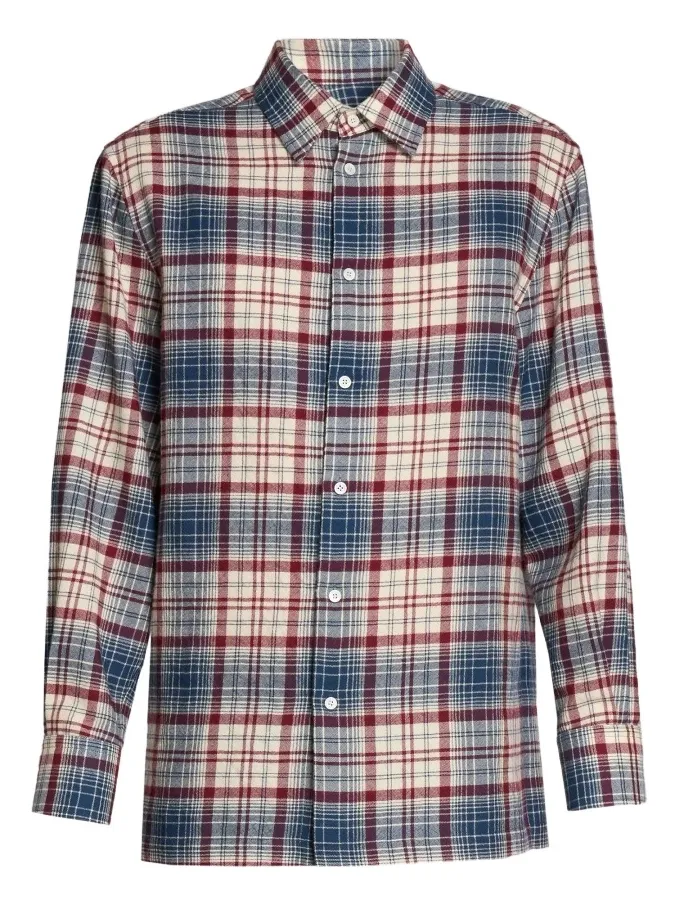 Willy Chavarria Men's Plaid Wool Flannel Shirt