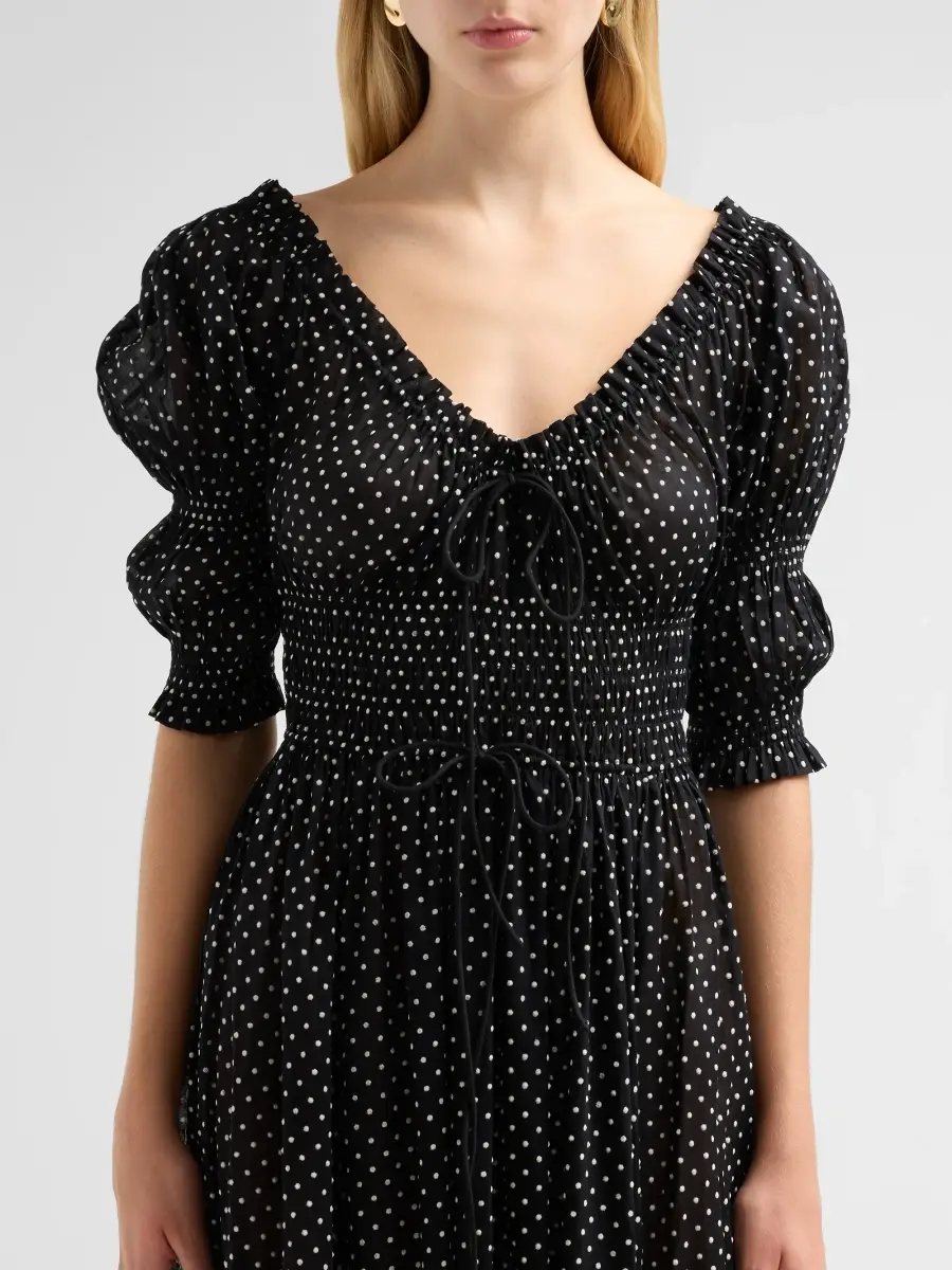 DÔEN Women's Ischia Polka Dot Cotton Smocked Maxi Dress | Thumbnail 5 DÔEN Women's Ischia Polka Dot Cotton Smocked Maxi Dress | Thumbnail 5