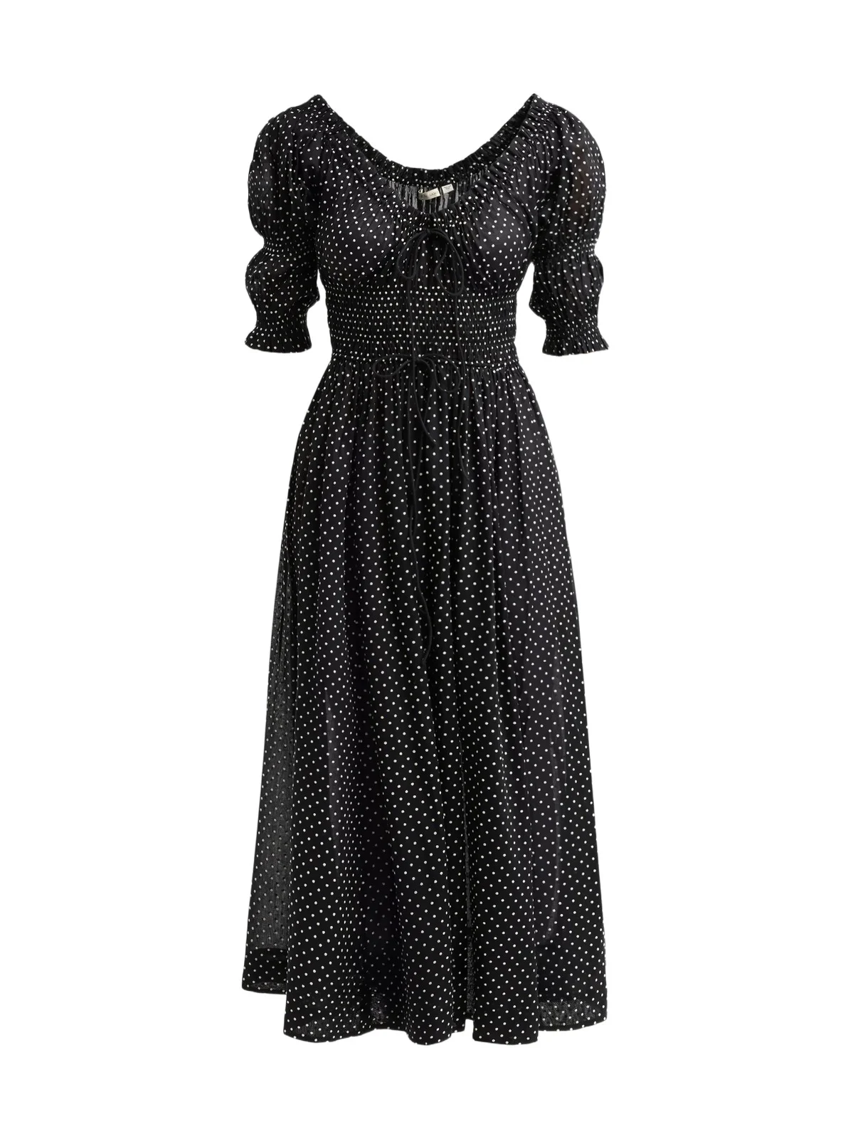 DÔEN Women's Ischia Polka Dot Cotton Smocked Maxi Dress