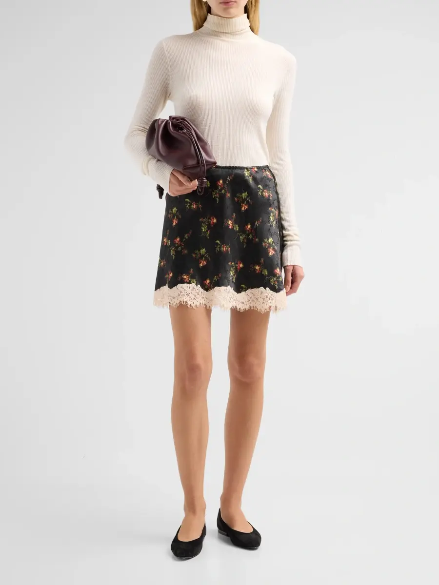DÔEN Women's Giulietta Picot-Trim Floral Mini Skirt | Thumbnail 2
