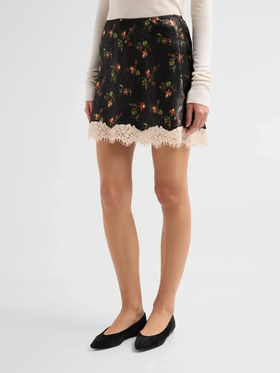 DÔEN Women's Giulietta Picot-Trim Floral Mini Skirt | Thumbnail 4