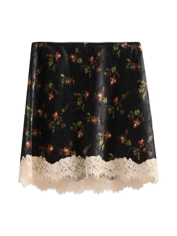 DÔEN Women's Giulietta Picot-Trim Floral Mini Skirt