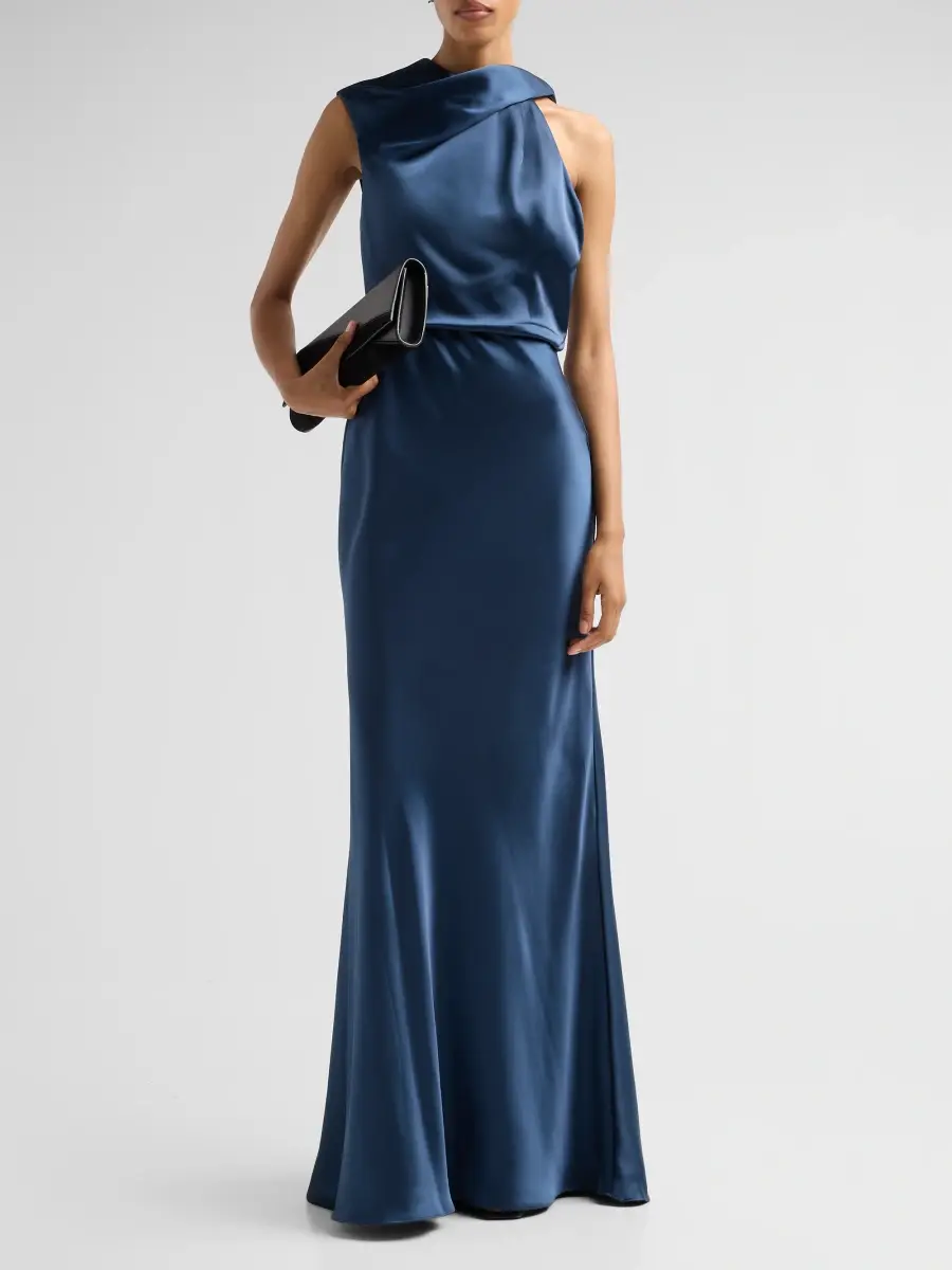 Amsale Women's Asymmetric Satin Gown | Thumbnail 2 Amsale Women's Asymmetric Satin Gown | Thumbnail 2