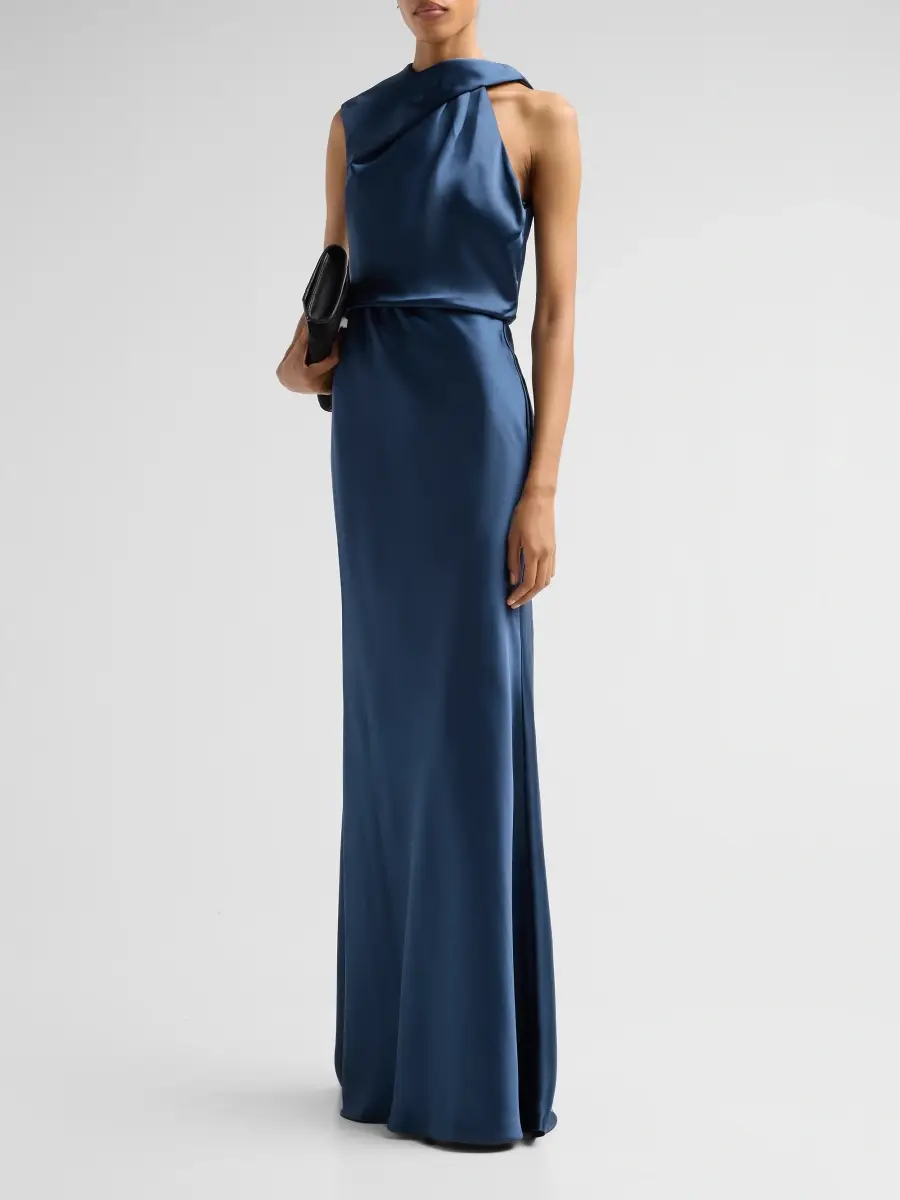 Amsale Women's Asymmetric Satin Gown | Thumbnail 4 Amsale Women's Asymmetric Satin Gown | Thumbnail 4