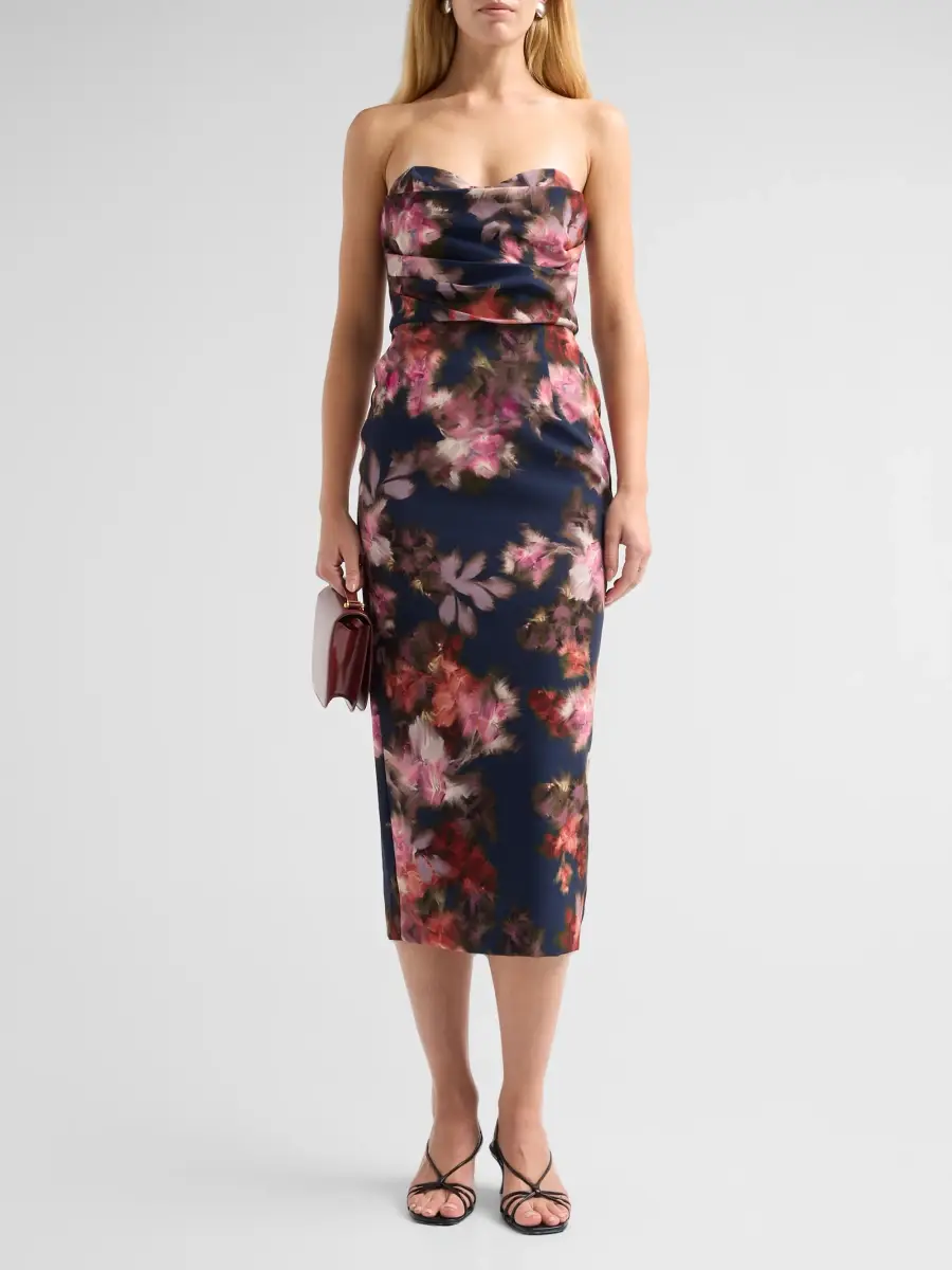 BLACK HALO Women's Leonora Floral Strapless Midi Dress | Thumbnail 2 BLACK HALO Women's Leonora Floral Strapless Midi Dress | Thumbnail 2