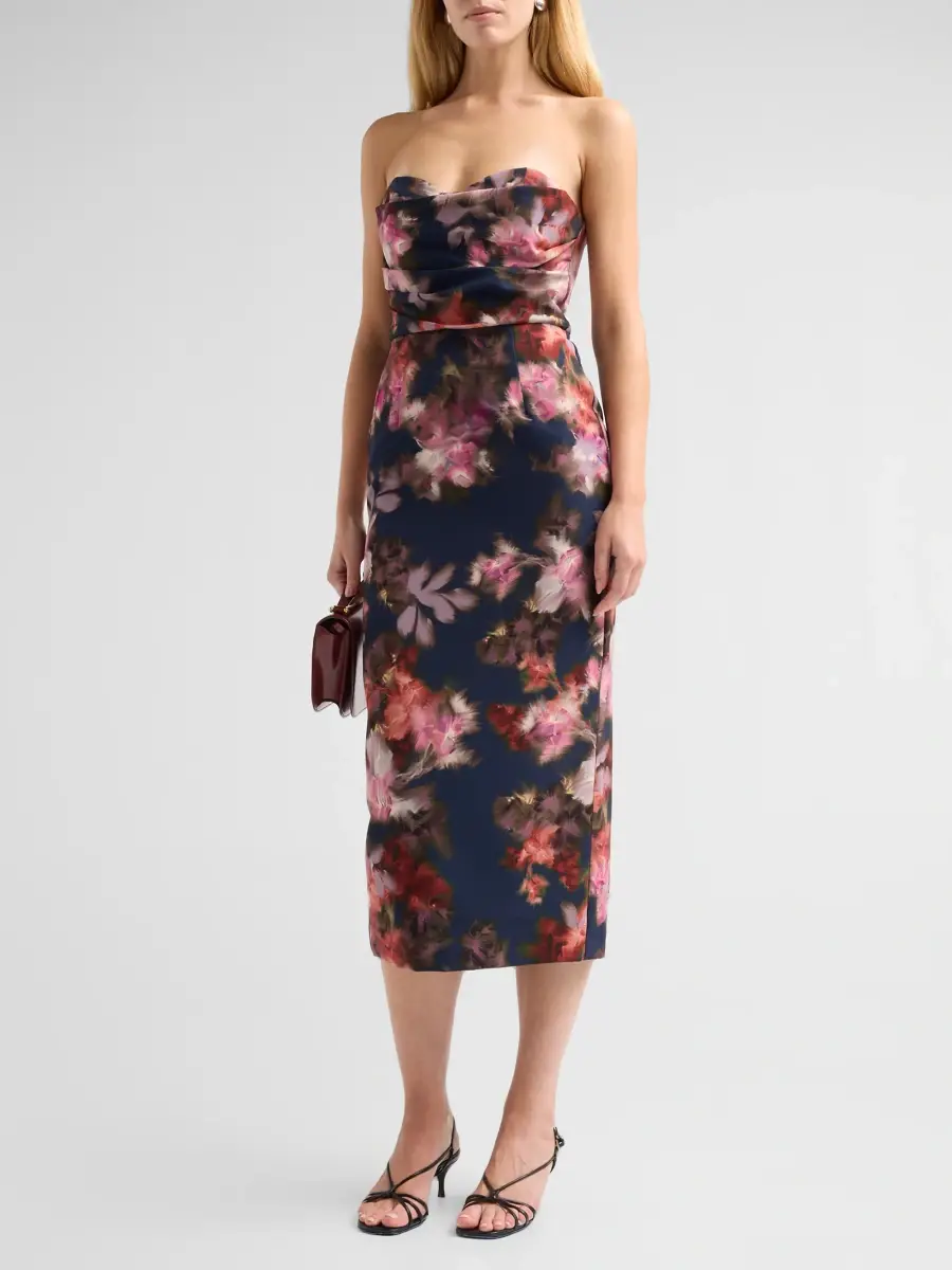 BLACK HALO Women's Leonora Floral Strapless Midi Dress | Thumbnail 4 BLACK HALO Women's Leonora Floral Strapless Midi Dress | Thumbnail 4
