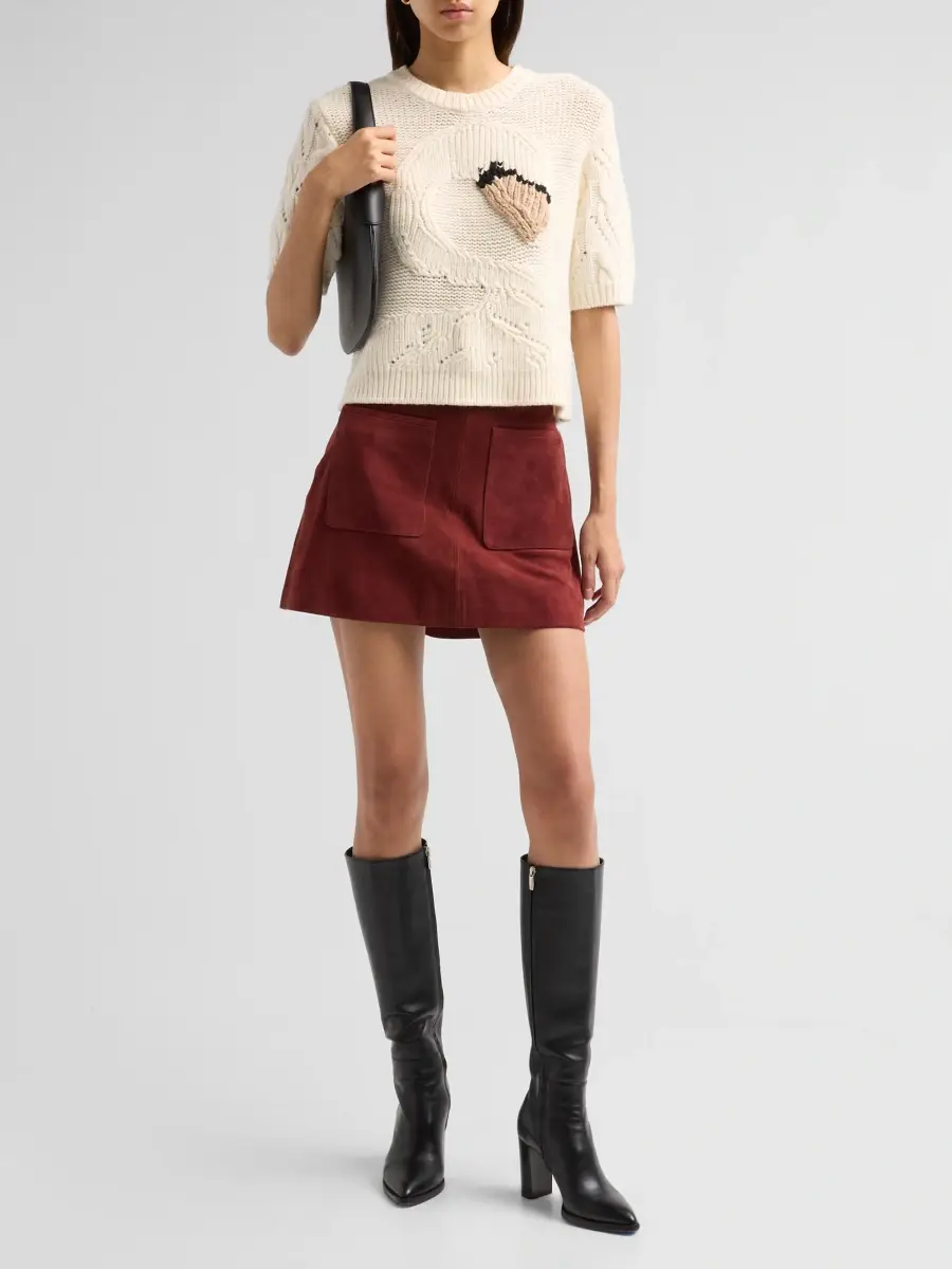 TANYA TAYLOR Women's Baxter Wool Swan Pointelle Sweater | Thumbnail 2