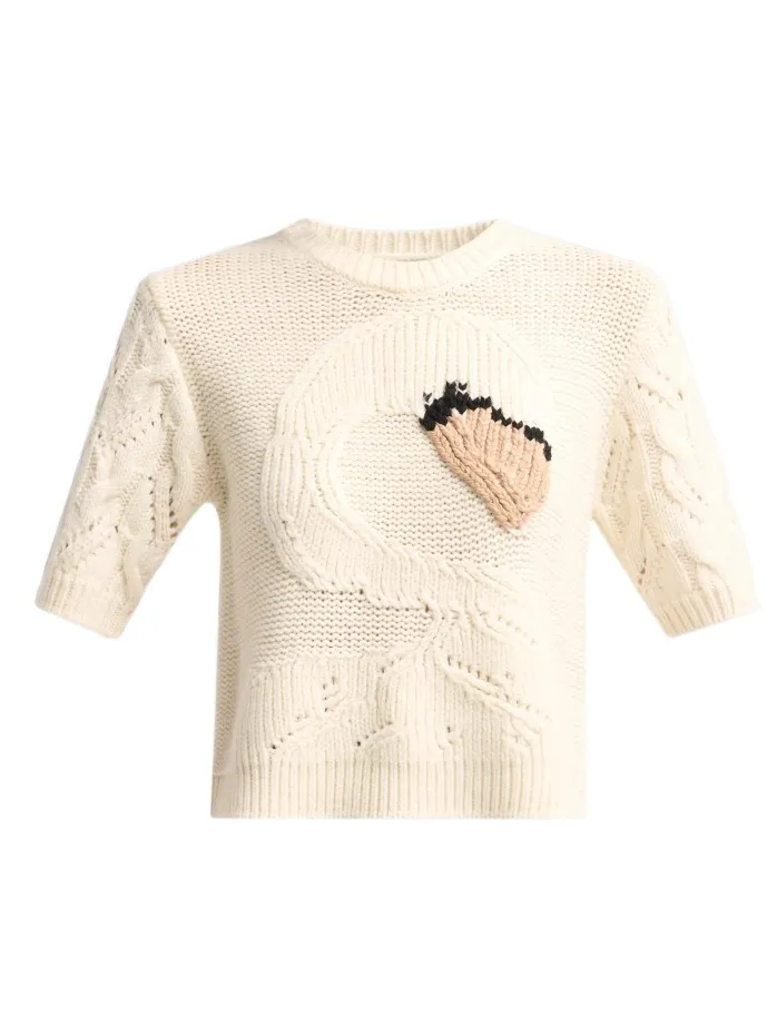 TANYA TAYLOR Women's Baxter Wool Swan Pointelle Sweater
