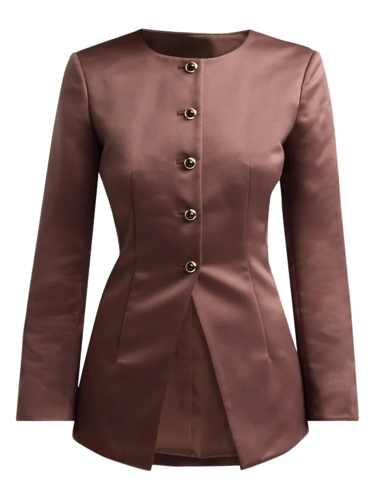 TANYA TAYLOR Women's Heather Satin Collarless Blazer