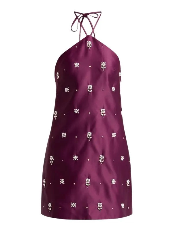 TANYA TAYLOR Women's Bree Embellished Satin Mini Dress