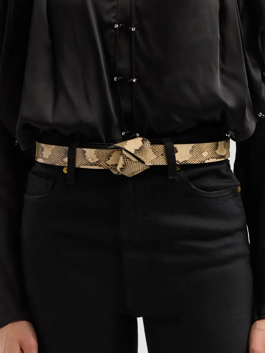 Isabel Marant Women's Leather Snakeskin Print Belt | Thumbnail 2