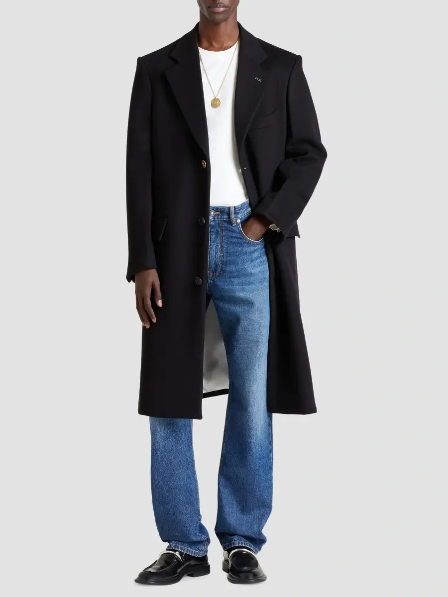 Givenchy Men's Coat in Wool and Cashmere - Black | Thumbnail 2 Givenchy Men's Coat in Wool and Cashmere - Black | Thumbnail 2