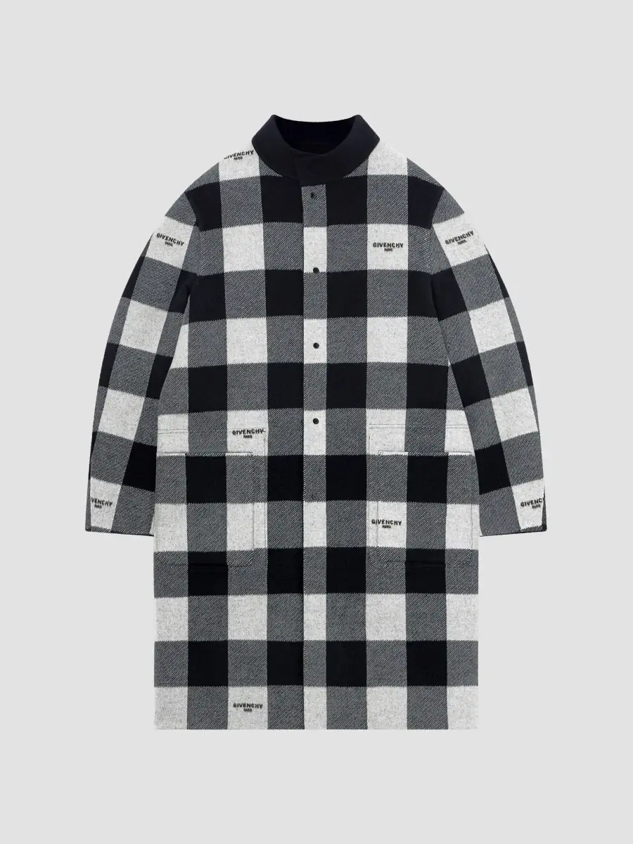 Givenchy Men's Coat in Wool - White Black | Thumbnail 2 Givenchy Men's Coat in Wool - White Black | Thumbnail 2