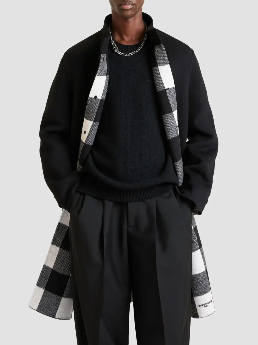 Givenchy Men's Coat in Wool - White Black | Thumbnail 6 Givenchy Men's Coat in Wool - White Black | Thumbnail 6