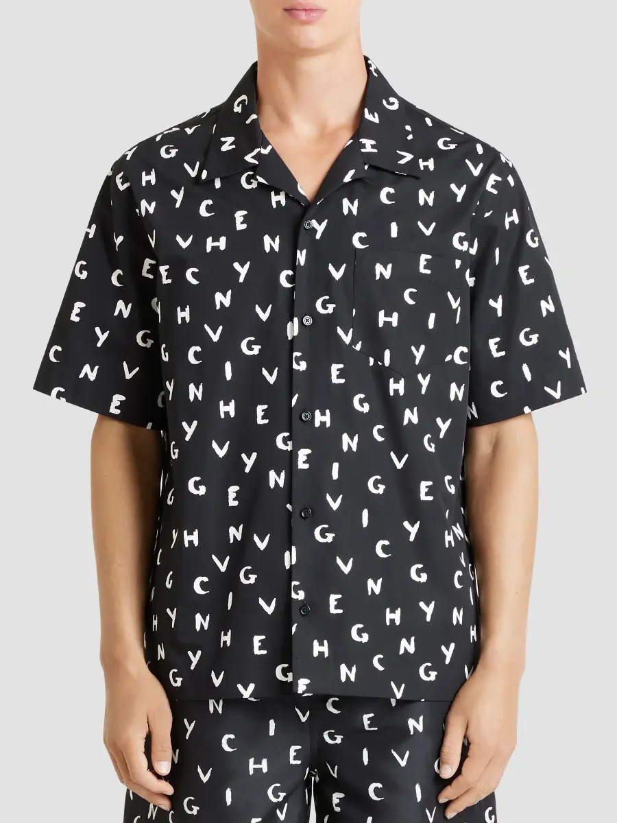 Givenchy Men's Shirt in Poplin with Brushed Print - Black White | Thumbnail 3