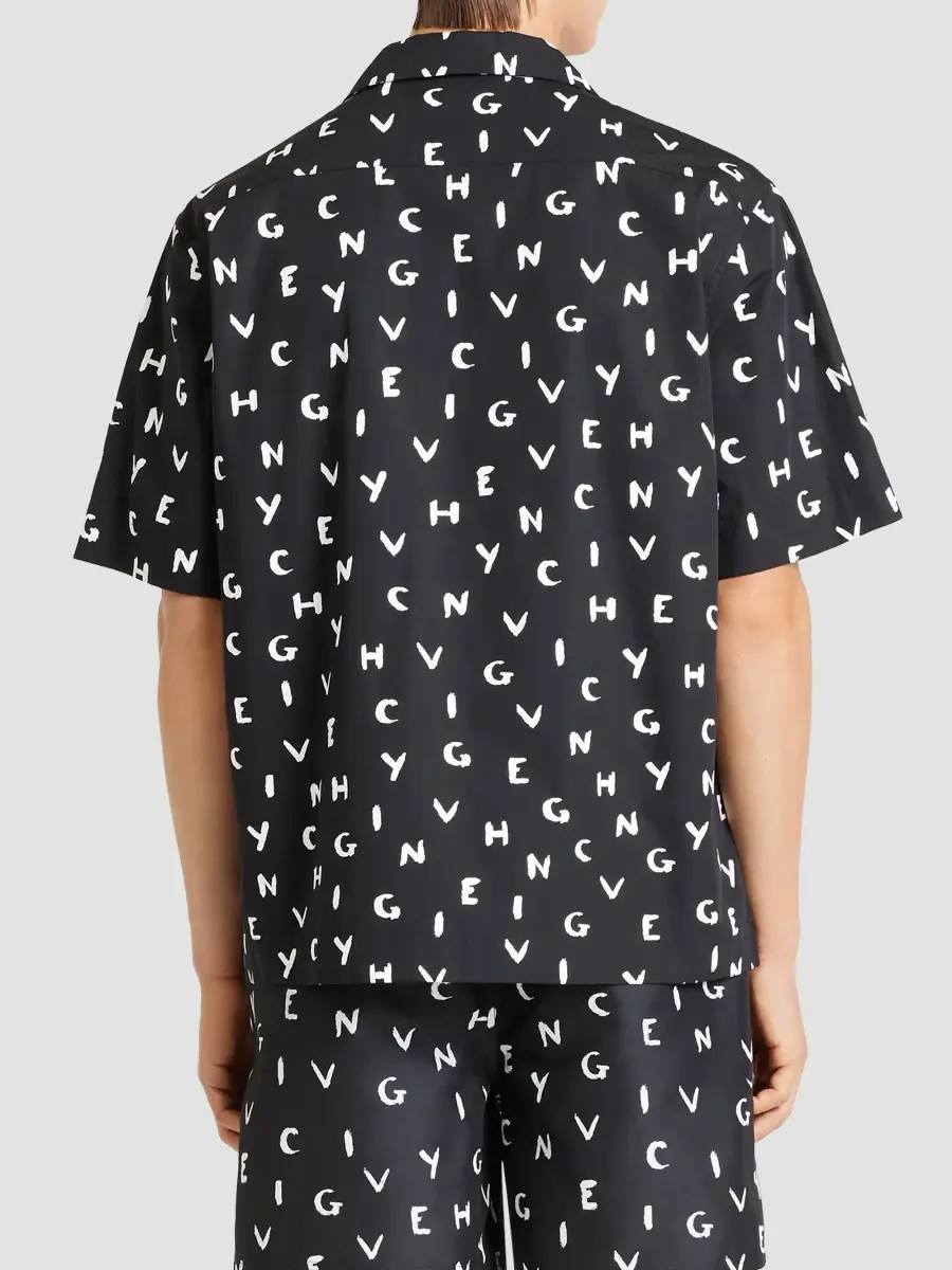 Givenchy Men's Shirt in Poplin with Brushed Print - Black White | Thumbnail 4