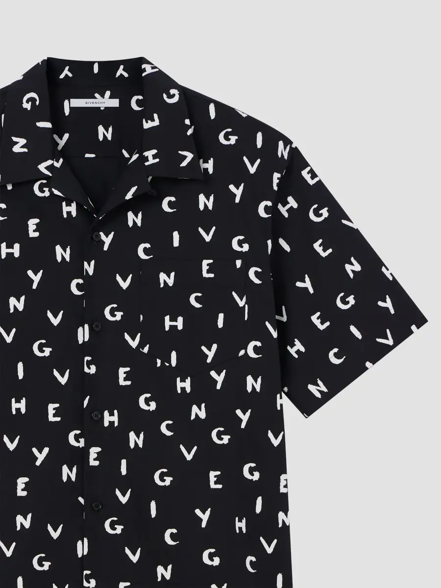 Givenchy Men's Shirt in Poplin with Brushed Print - Black White | Thumbnail 5