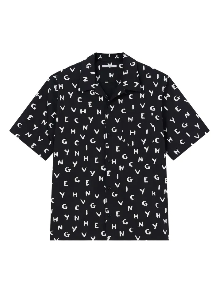 Givenchy Men's Shirt in Poplin with Brushed Print - Black White