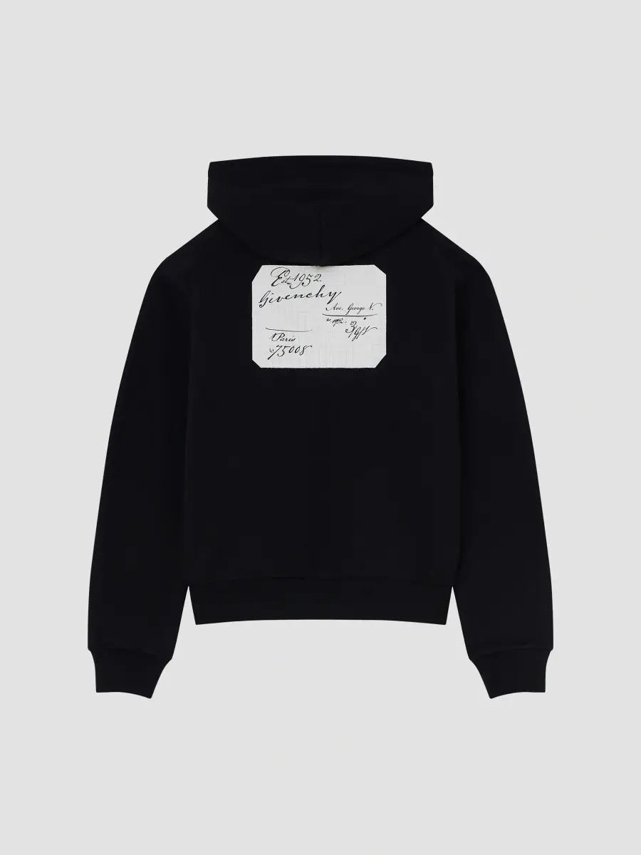 Givenchy Men's Zipped Hoodie in Fleece with Scripty Print - Black | Thumbnail 2