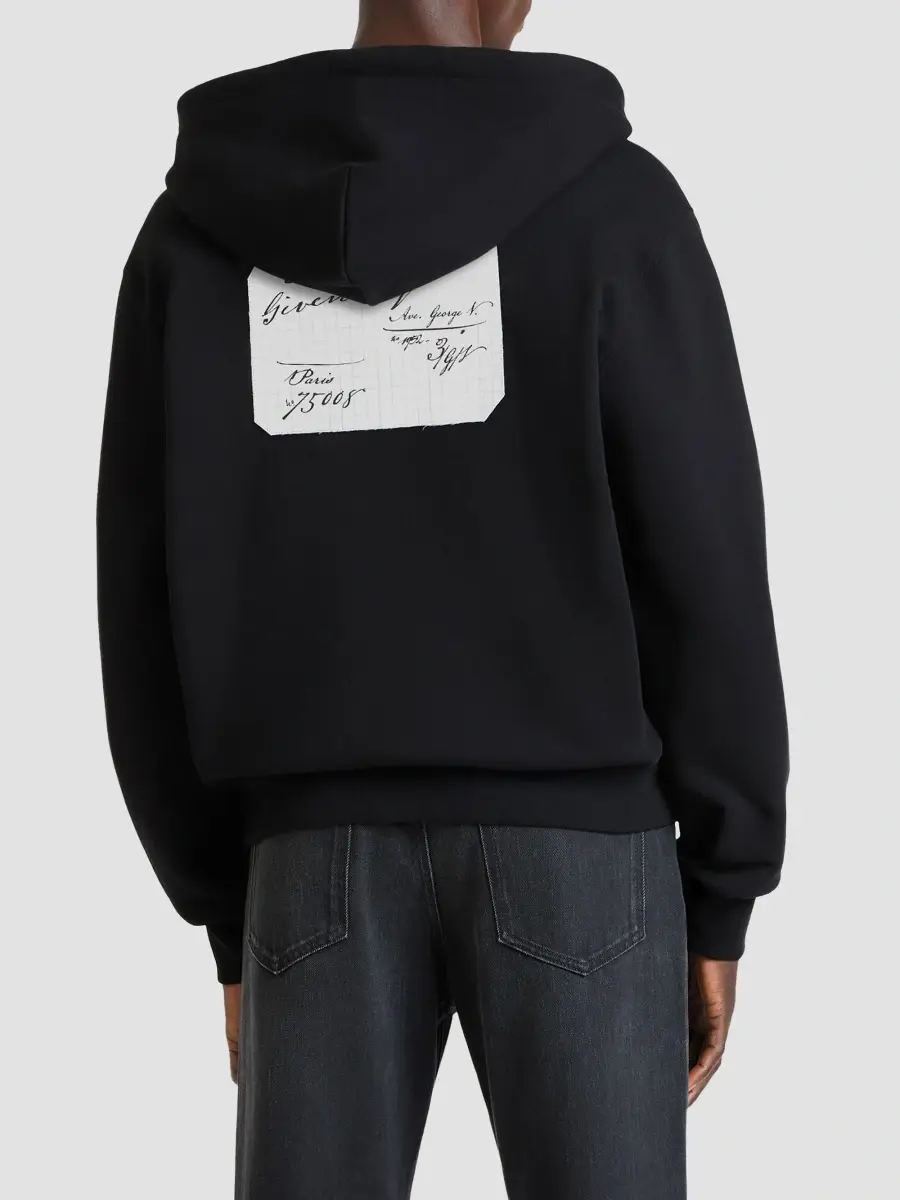 Givenchy Men's Zipped Hoodie in Fleece with Scripty Print - Black | Thumbnail 4
