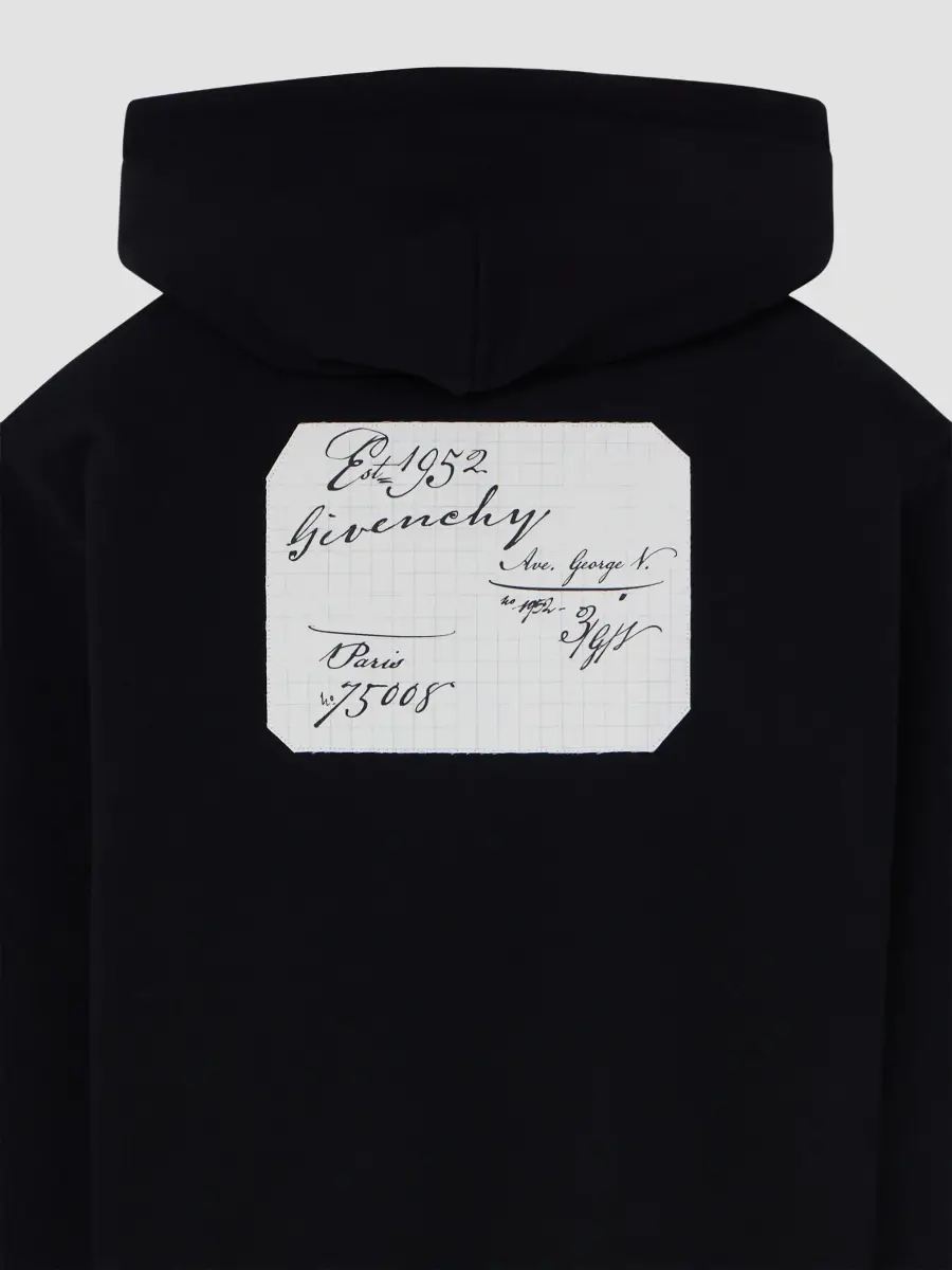 Givenchy Men's Zipped Hoodie in Fleece with Scripty Print - Black | Thumbnail 7