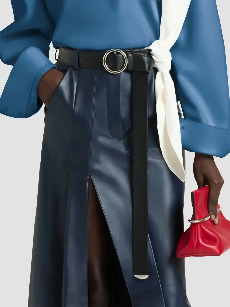 Givenchy Women's Back to Front Tie-up Shirt in Nappa Leather - Denim Blue | Thumbnail 6