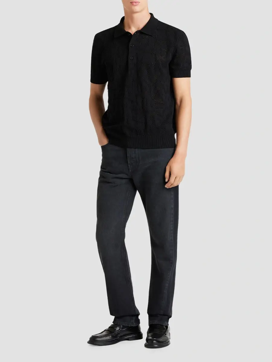 Givenchy Men's Polo Shirt in Leopard-Effect Cotton Mesh | Thumbnail 2