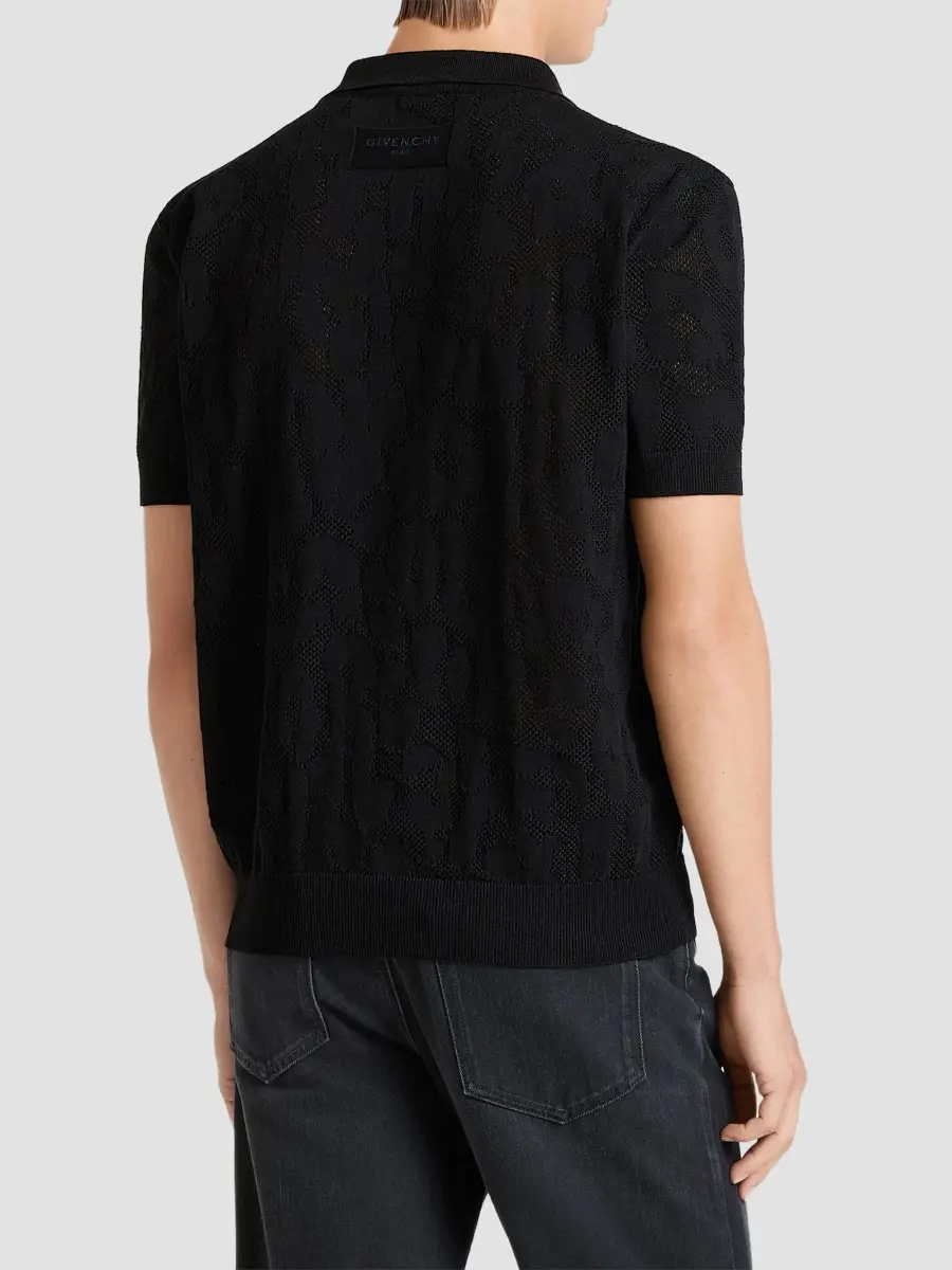 Givenchy Men's Polo Shirt in Leopard-Effect Cotton Mesh | Thumbnail 6