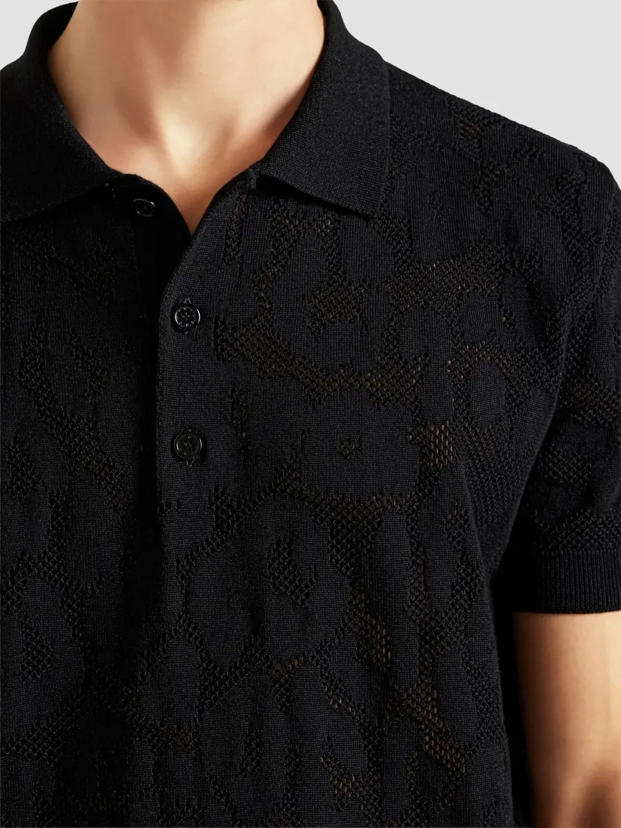 Givenchy Men's Polo Shirt in Leopard-Effect Cotton Mesh | Thumbnail 7